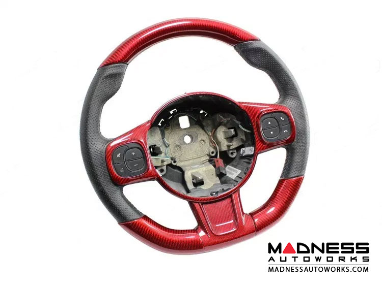 FIAT 500 ABARTH Steering Wheel Trim - Carbon Fiber - Red Candy - 595 Edition (2016-on)